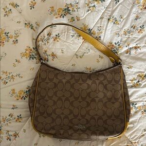 Coach Tan and Yellow Shoulder Bag